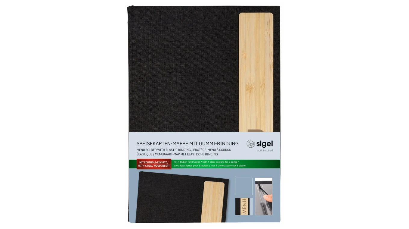 SIGEL Speisekarten-Mappe - mit Gummibindung - für 8 Seiten