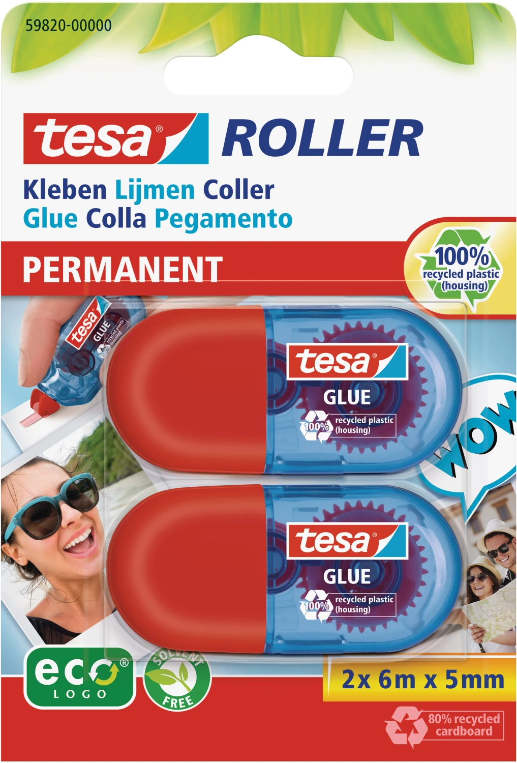 TESA Mini Kleberoller 6 m x 5 mm - 2er Pack