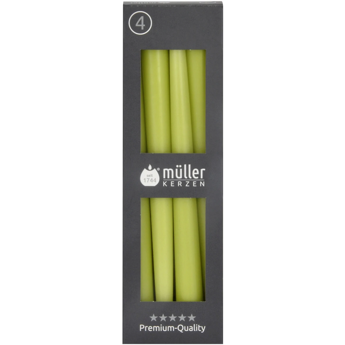 Spitzenkerzen in Premium-Qualität, maigrün, Pack à 4 Stück