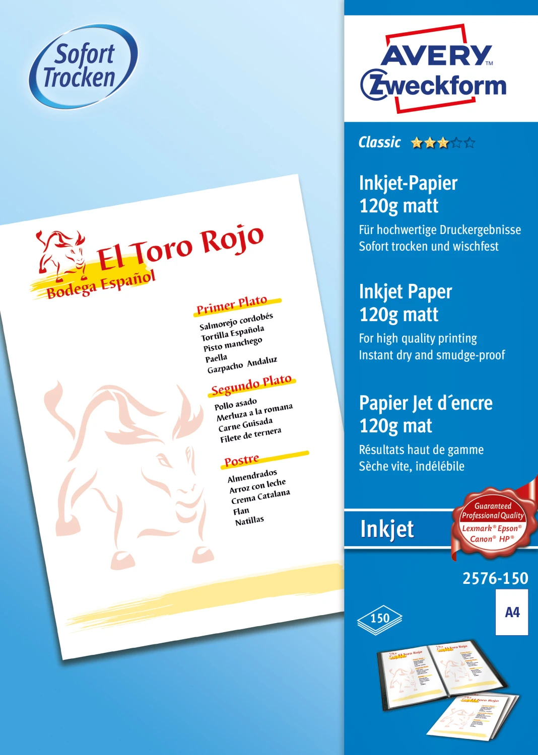 AVERY ZWECKFORM 2576-150 InkJet-Papier A4