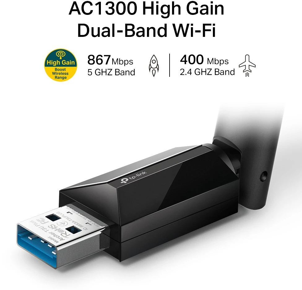 TP-LINK Archer T3U Plus AC 1300 USB WLAN Adapter