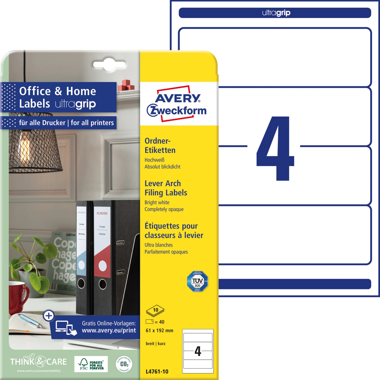 AVERY ZWECKFORM L4761-100 Ordneretiketten 61 x 192 mm