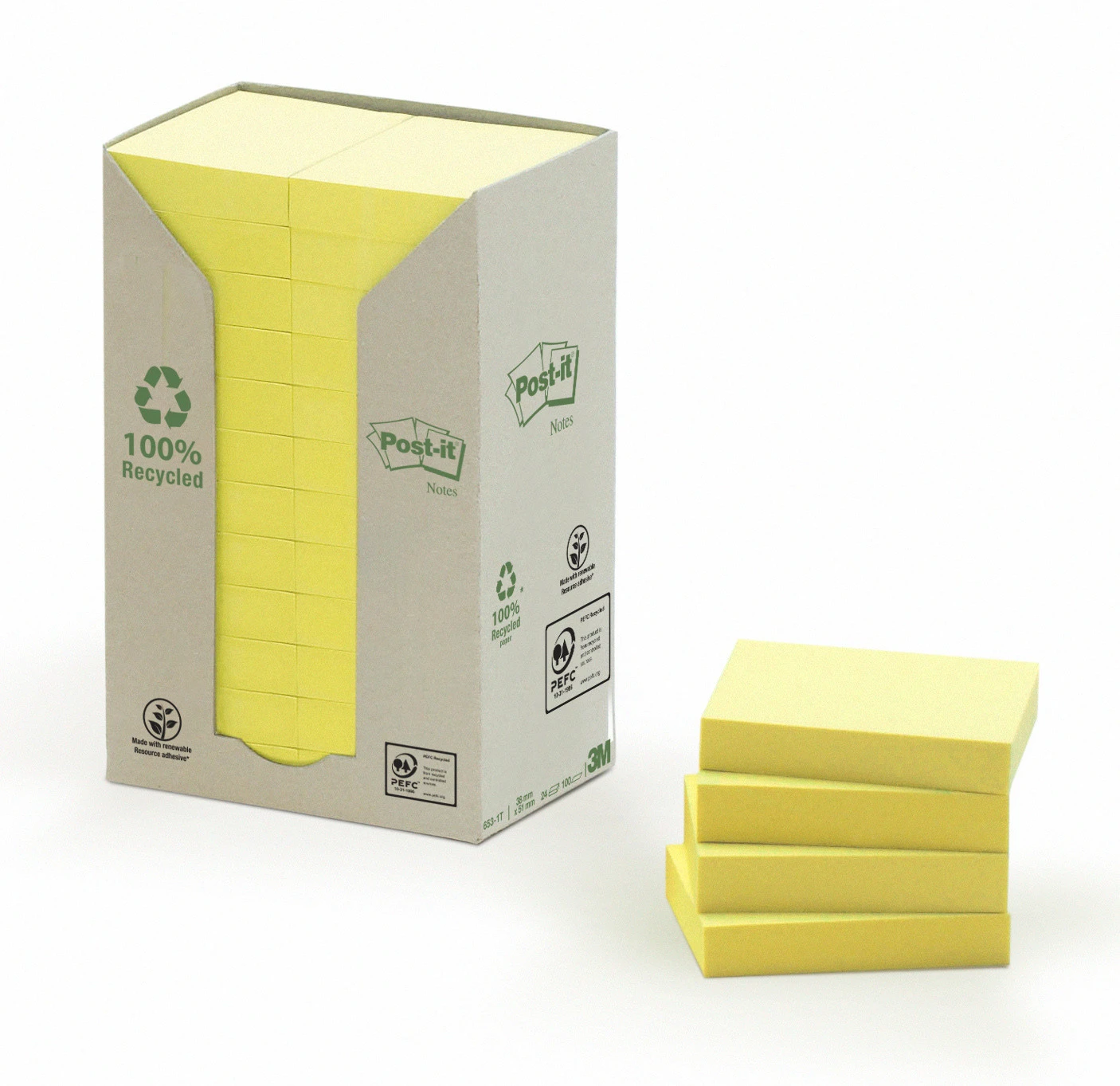 POST-IT Haftnotizen Recycling 24 x 100 Blatt