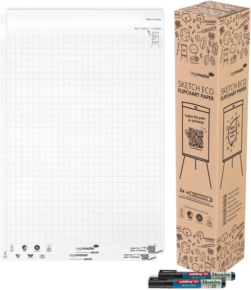 Legamaster SKETCH ECO Papierblock raster (kariert) 2 x 50 Blatt