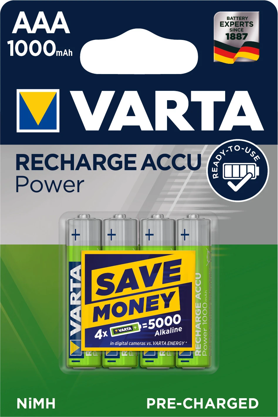 VARTA Batterie Recharge Accu Power AAA/HR03