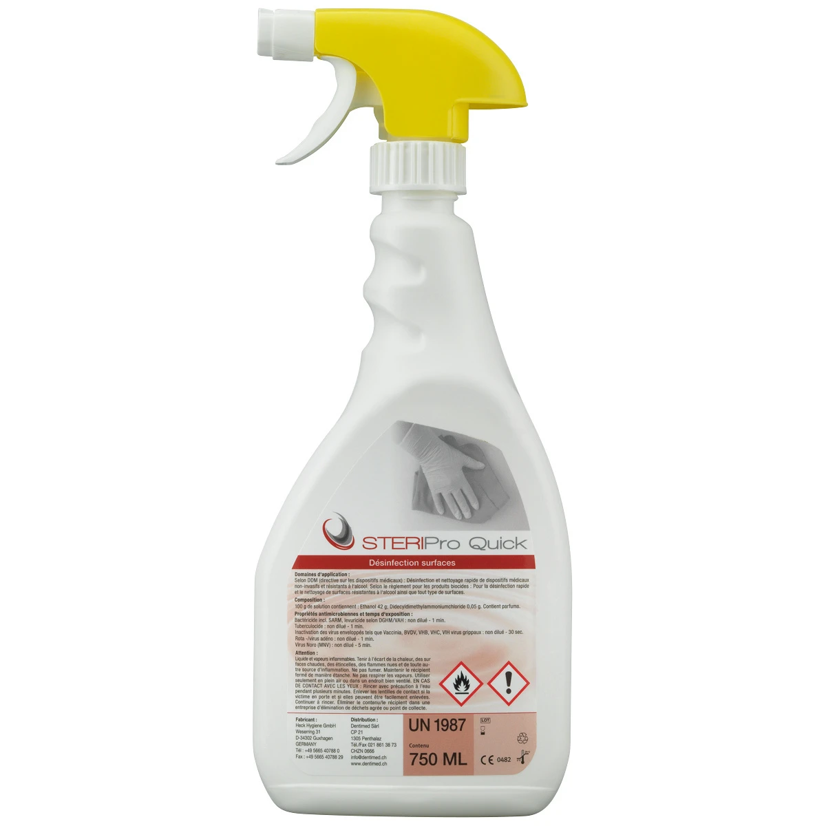 DENTIMED Flächendesinfektion Steripro Quick Sprühflasche 4 x 750 ml