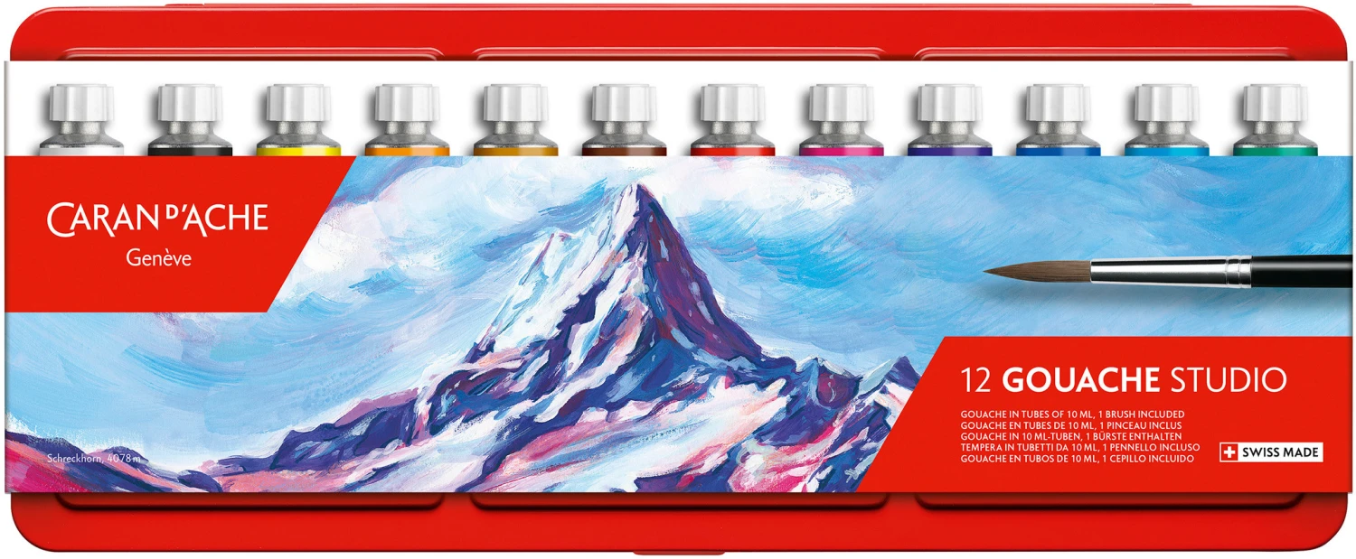 CARAN D'ACHE Deckfarbe Gouache - 12 Tuben