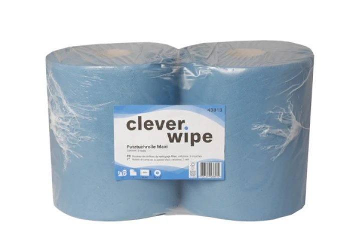 CLEVER WIPE Papierwischtücher Maxi 3-lagig, 2 Rollen
