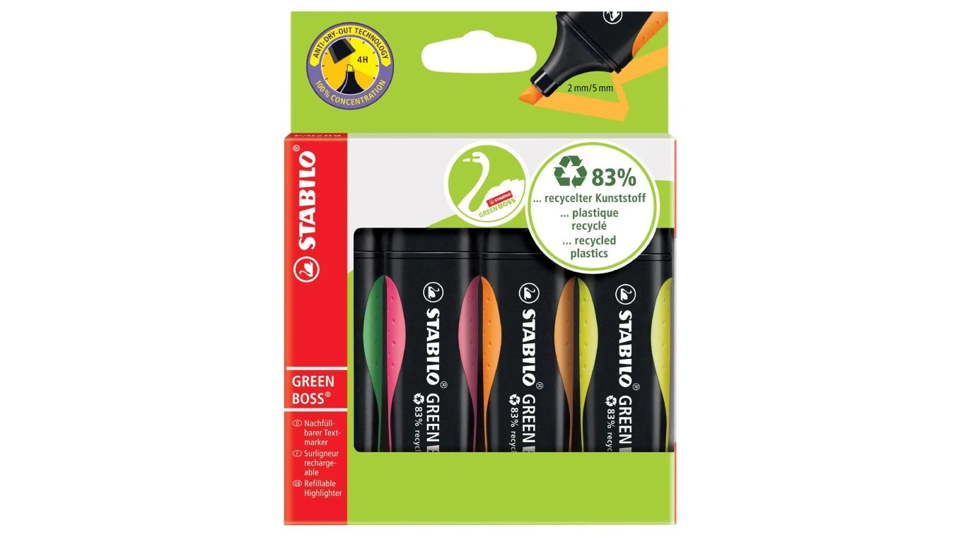 STABILO GREEN BOSS Textmarker 4er Set