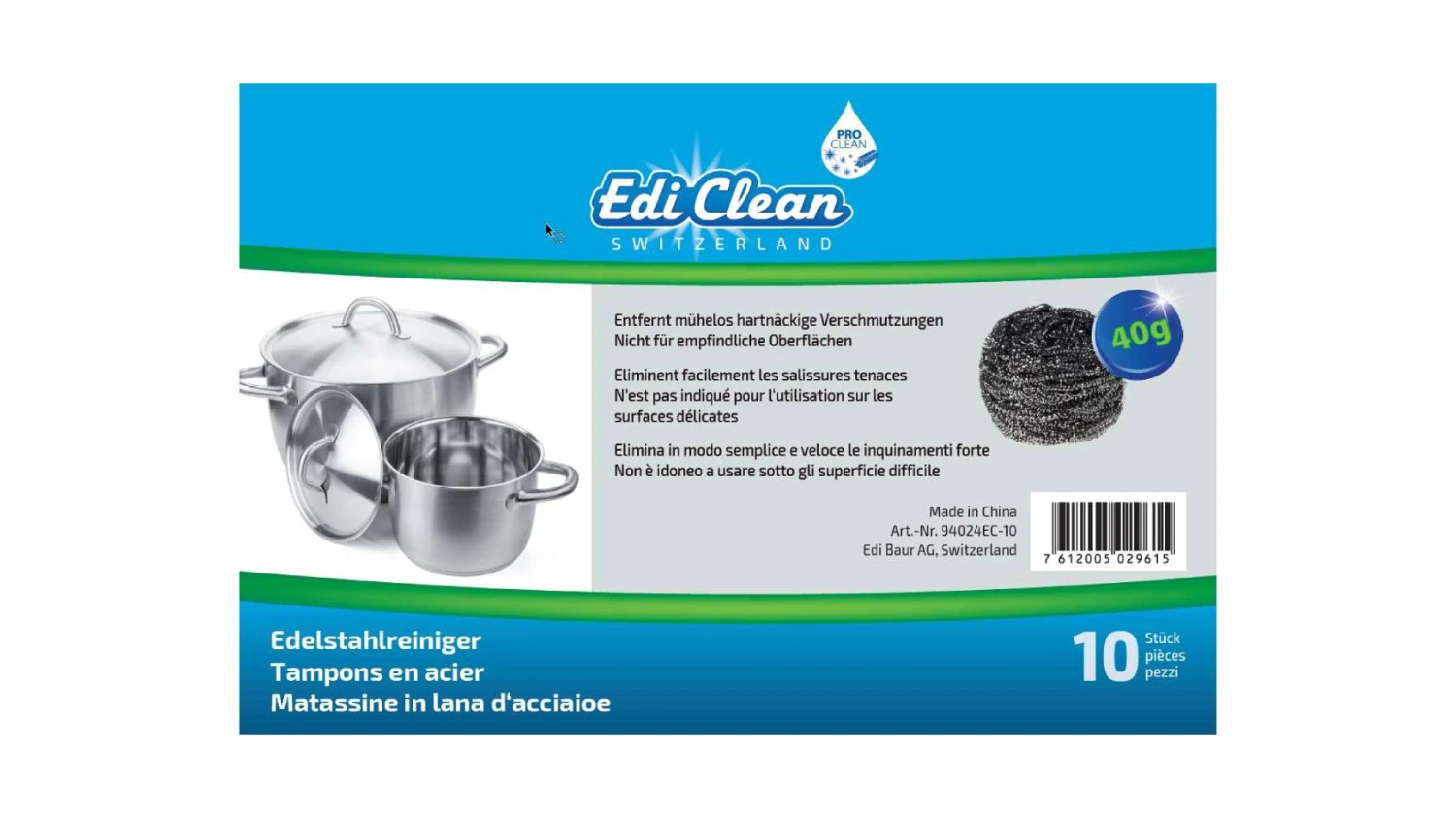 EDI CLEAN Stahlschwamm 10 Stück