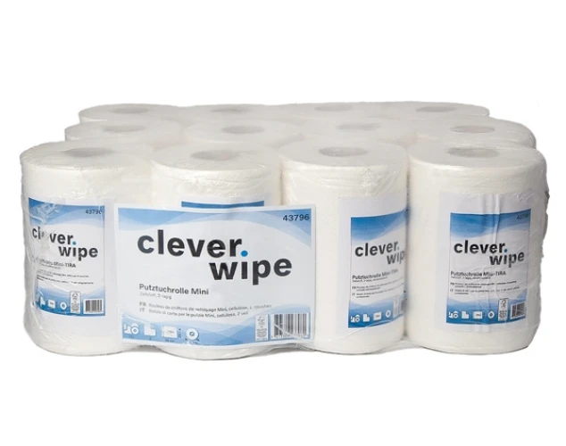 CLEVER WIPE Papierwischtücher Mini 2-lagig, 12 Rollen