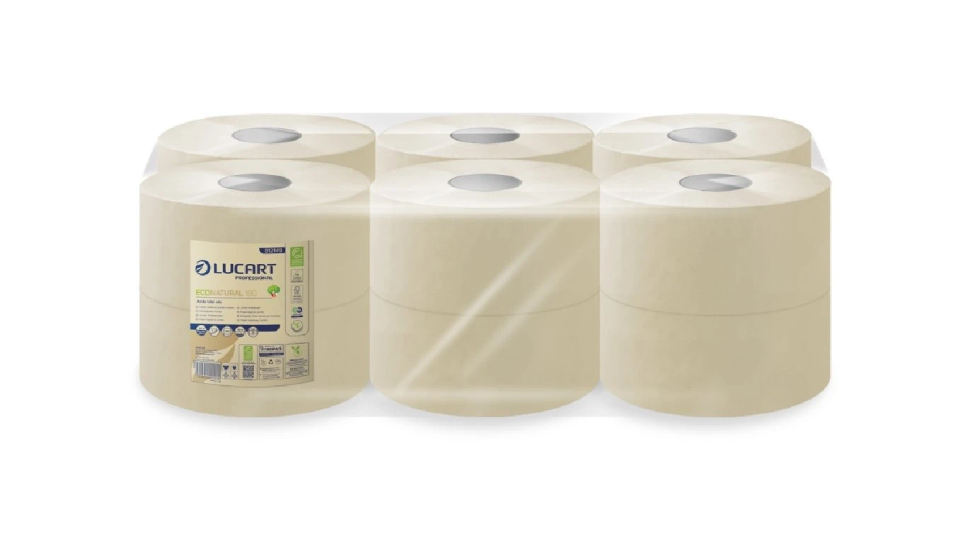 LUCART WC-Papier EcoNatural Jumbo Mini 2-lagig,12 Rollen