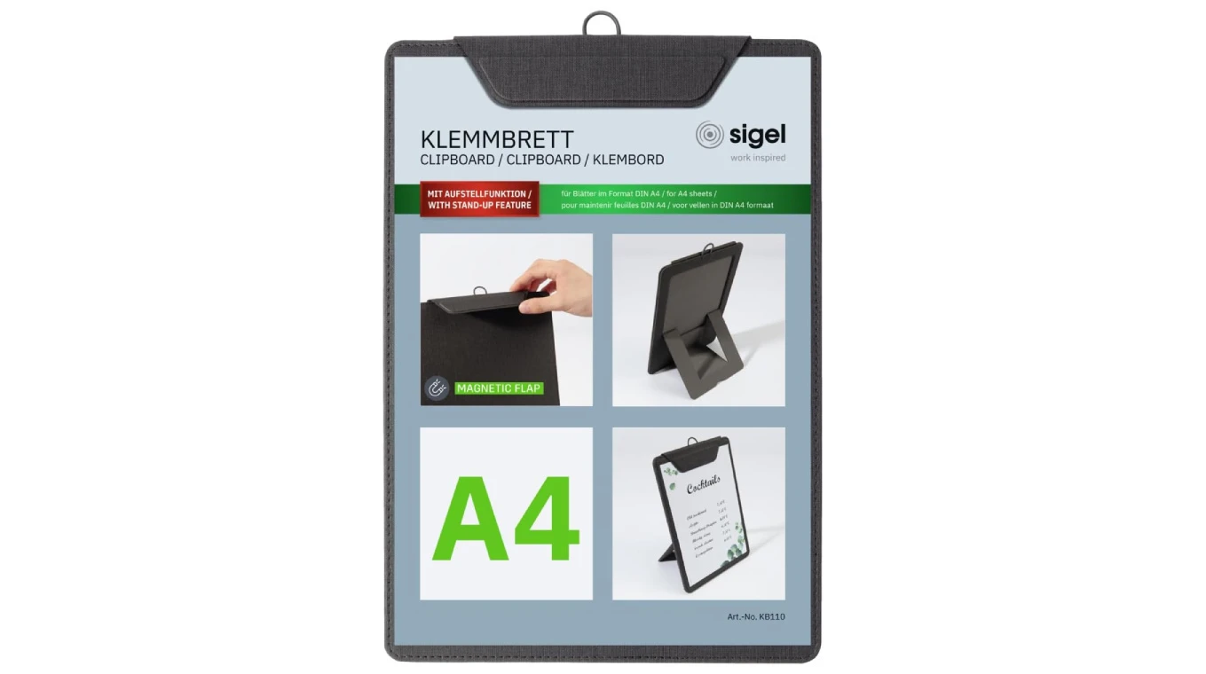 SIGEL Speisekarten-Klemmbrett - aus Kunststoff