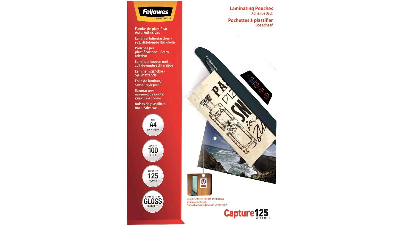 FELLOWES Capture 125 Laminierfolien A4, selbstklebend