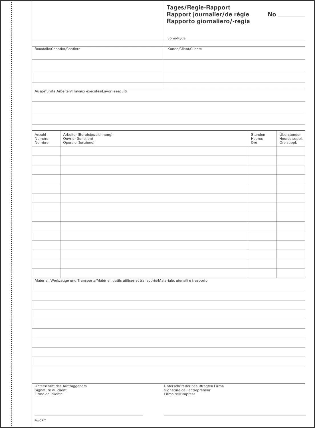 Durchschreibeblock Tages-/Regie-Rapporte Nr. 9171 OK