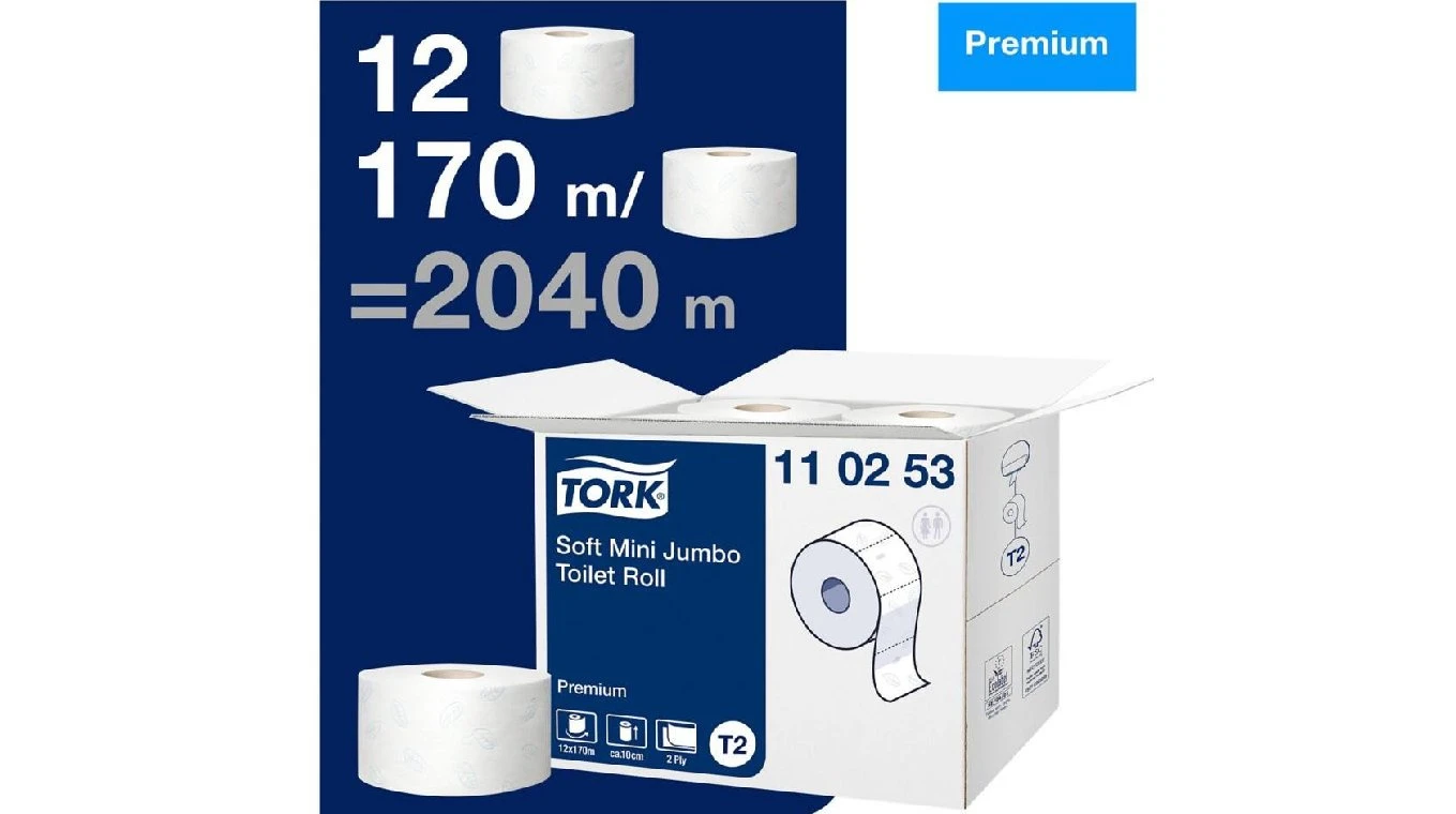 TORK WC-Papier Premium Jumbo Mini 2-lagig, 12 Rollen