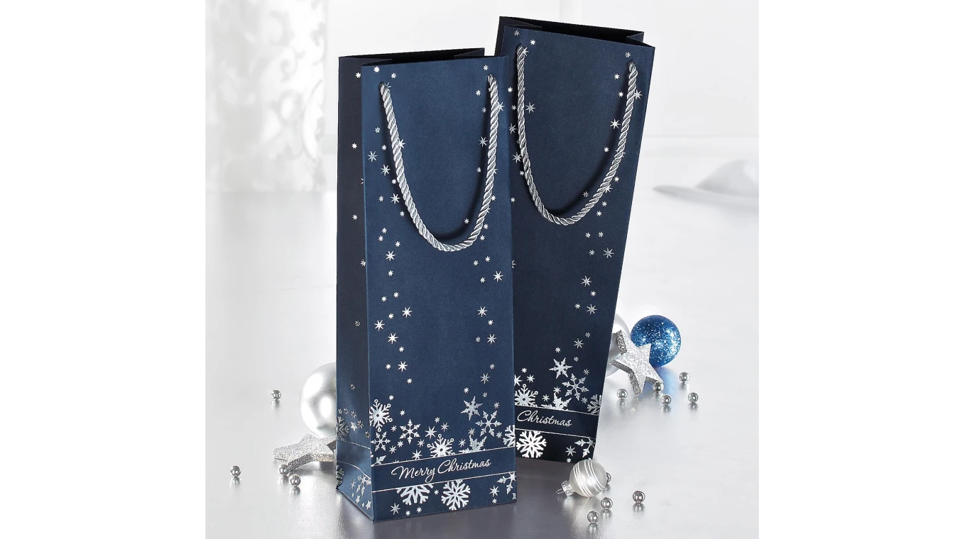 SIGEL Geschenktaschen "Schneeflocken" mit Silberprägung