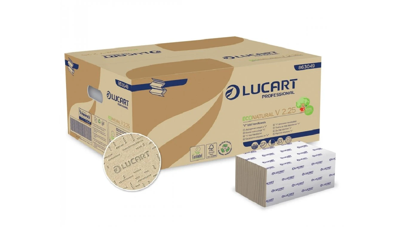 LUCART Papierhandtücher EcoNatural V 2.25 V-Falz, 2-lagig, havanna