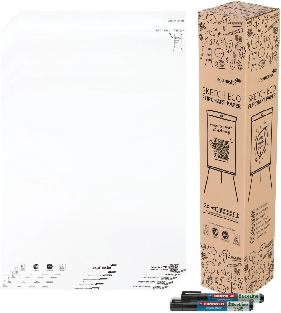 Legamaster SKETCH ECO Papierblock blanko 5 x 20 Blatt