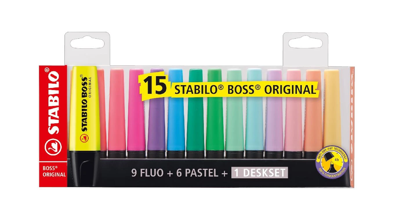 STABILO BOSS Original 2-5 mm - Tischset 15 Stück