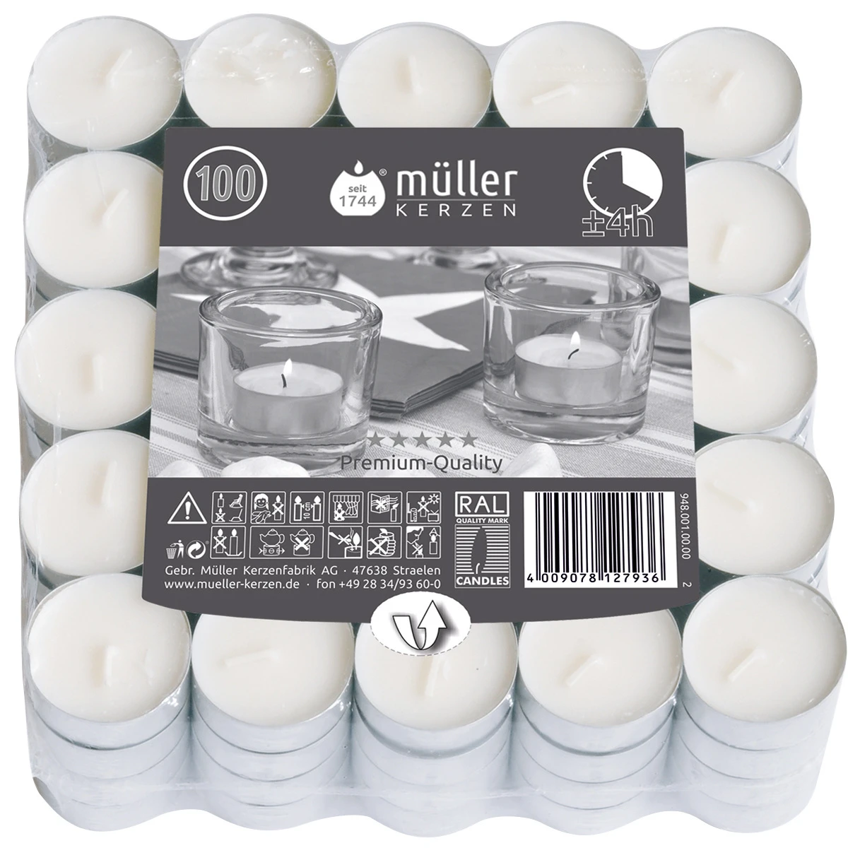 MÜLLER Teelichter Premium-Quality, 100 Stück