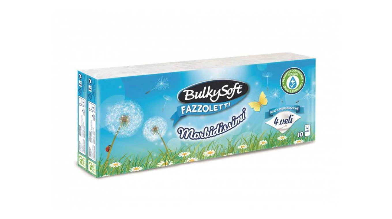 BULKYSOFT Taschentücher nasenweich 4-lagig, 10 Pack