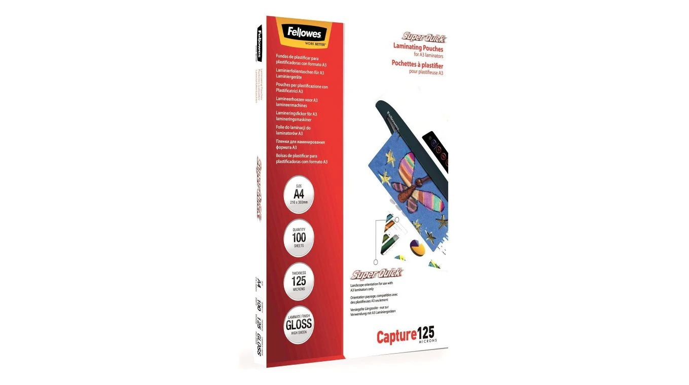 FELLOWES SuperQuick Laminierfolien A4, 100 Stk., 125 µm