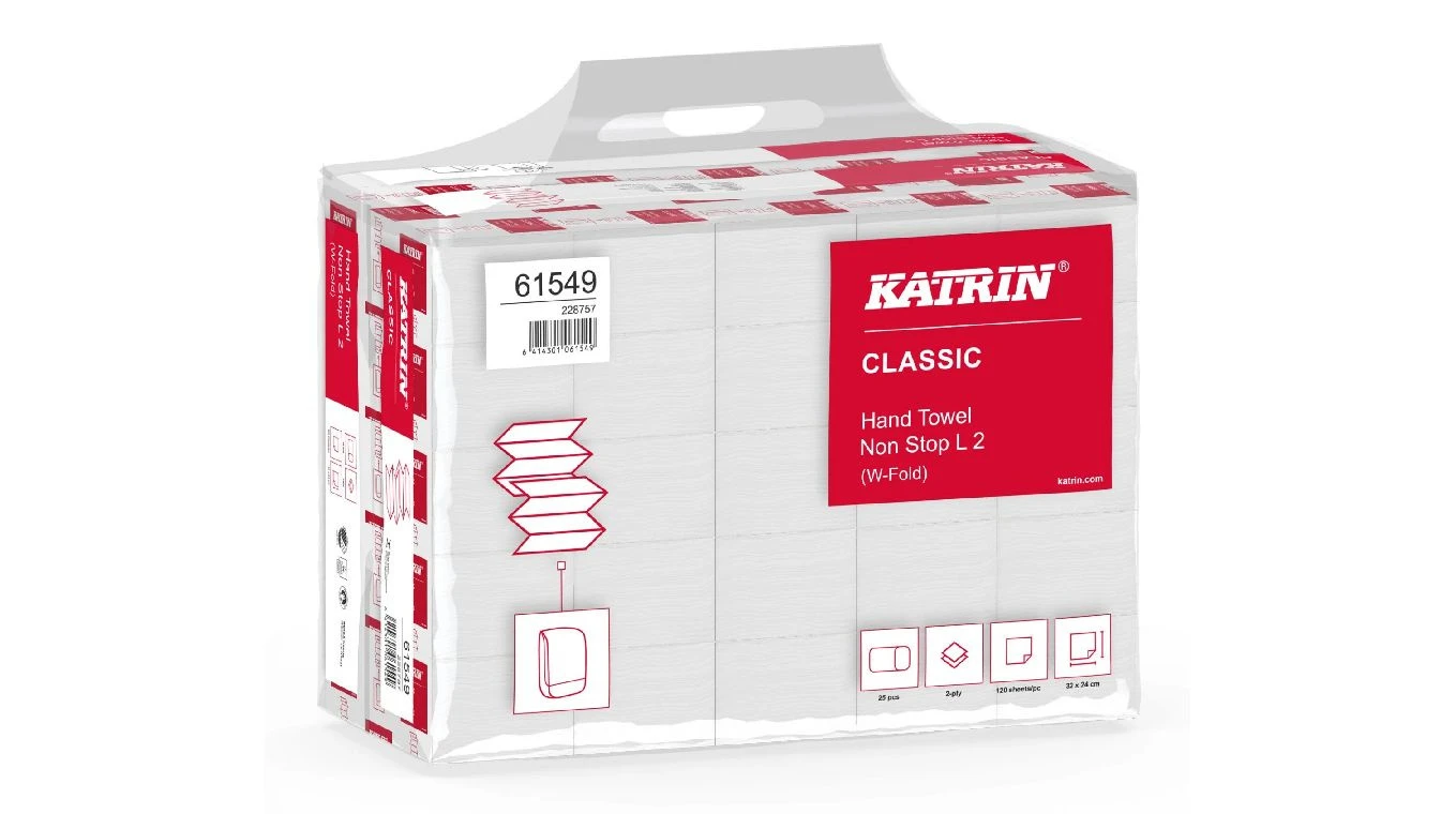 KATRIN Papierhandtücher Non Stop L2, 2-lagig, W-Falz, weiss