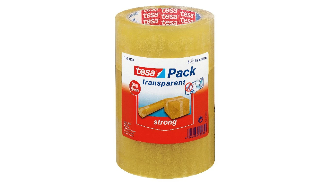 TESA Verpackungsband Strong transparent 50mm x 66m, 3 Stk.
