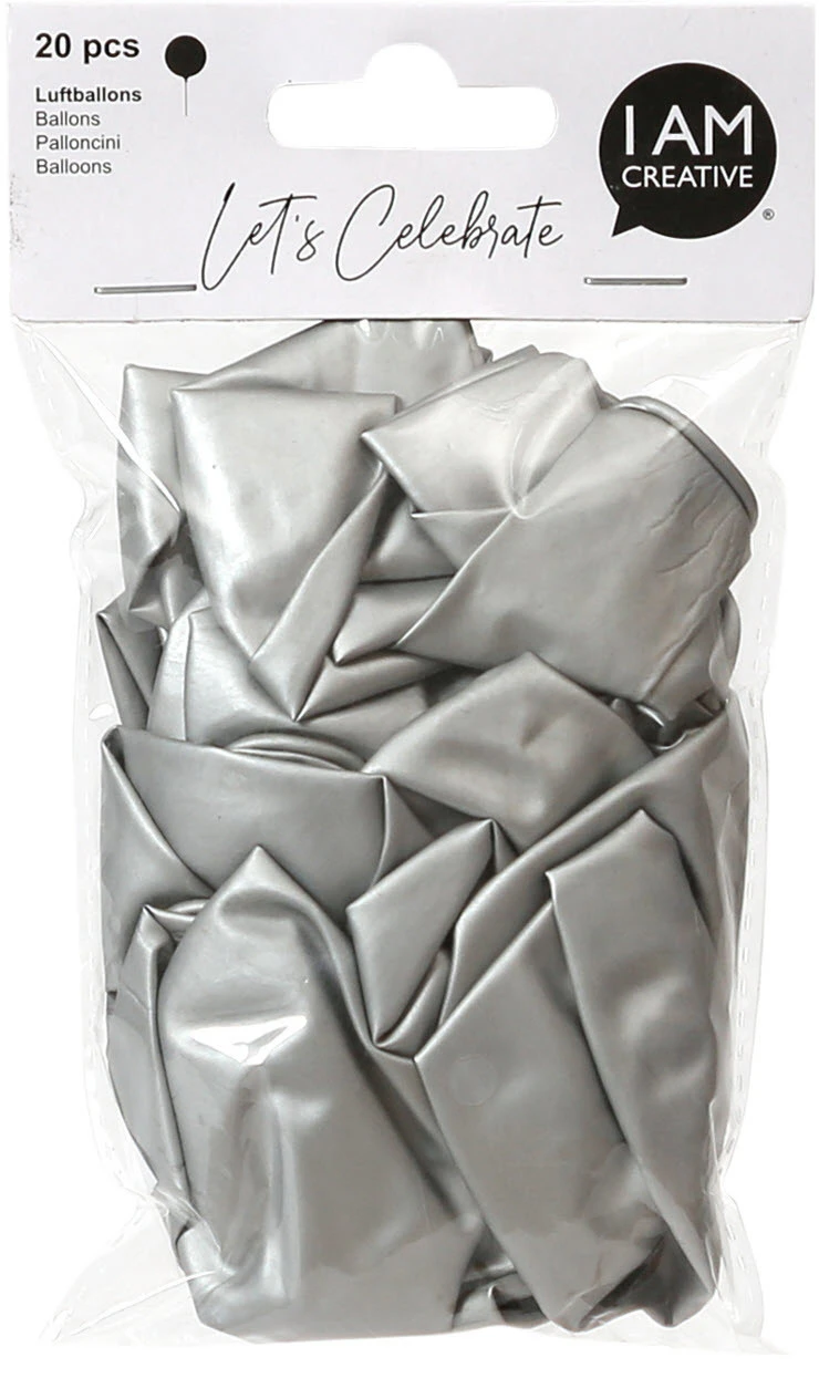 I AM CREATIVE Luftballons, silber metallic - 20 Stück