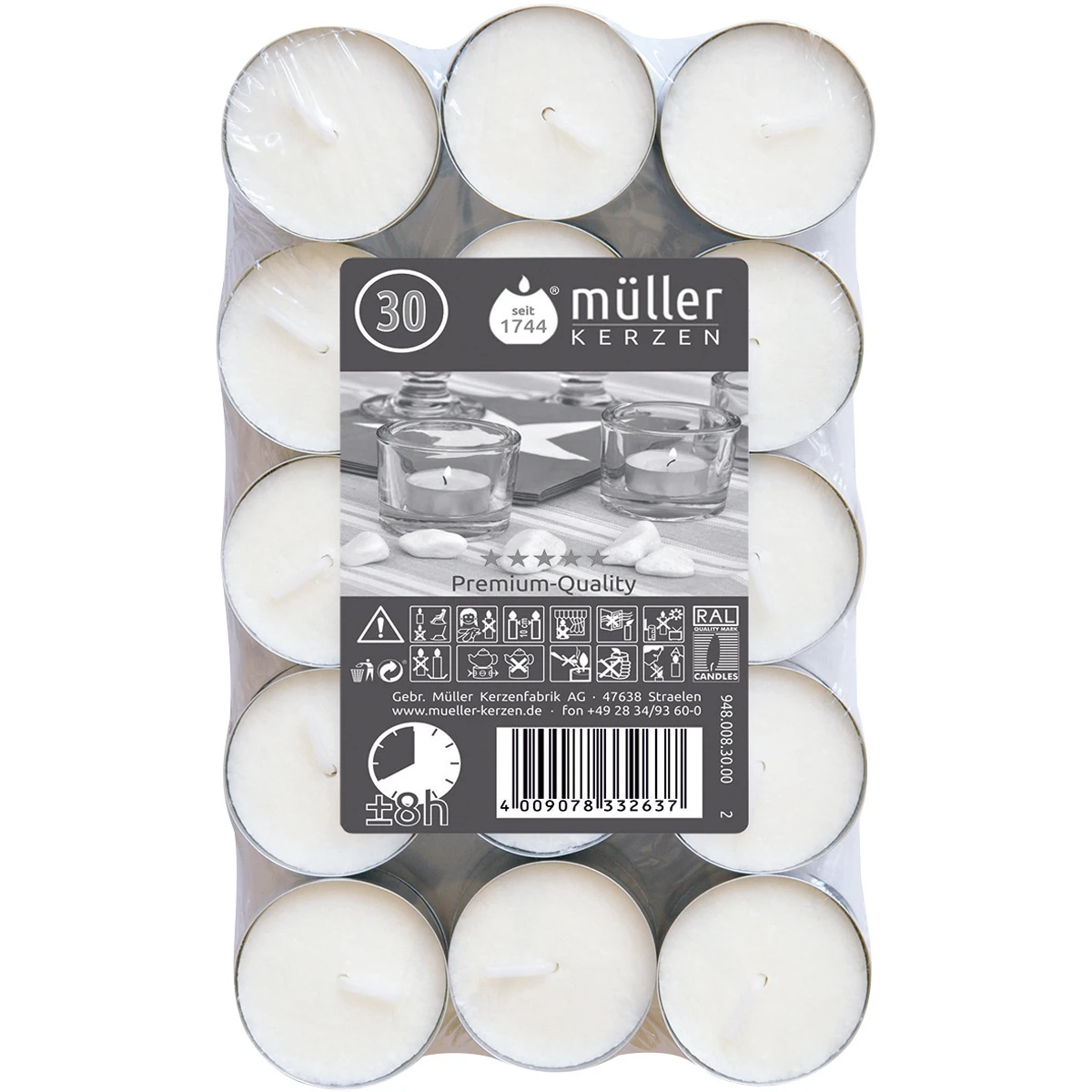 MÜLLER Teelichter Premium-Quality Flatpack 30 Stück