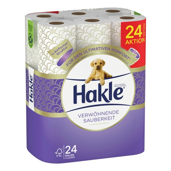 HAKLE WC-Papier Verwöhnende Sauberkeit 4-lagig, 24 Rollen