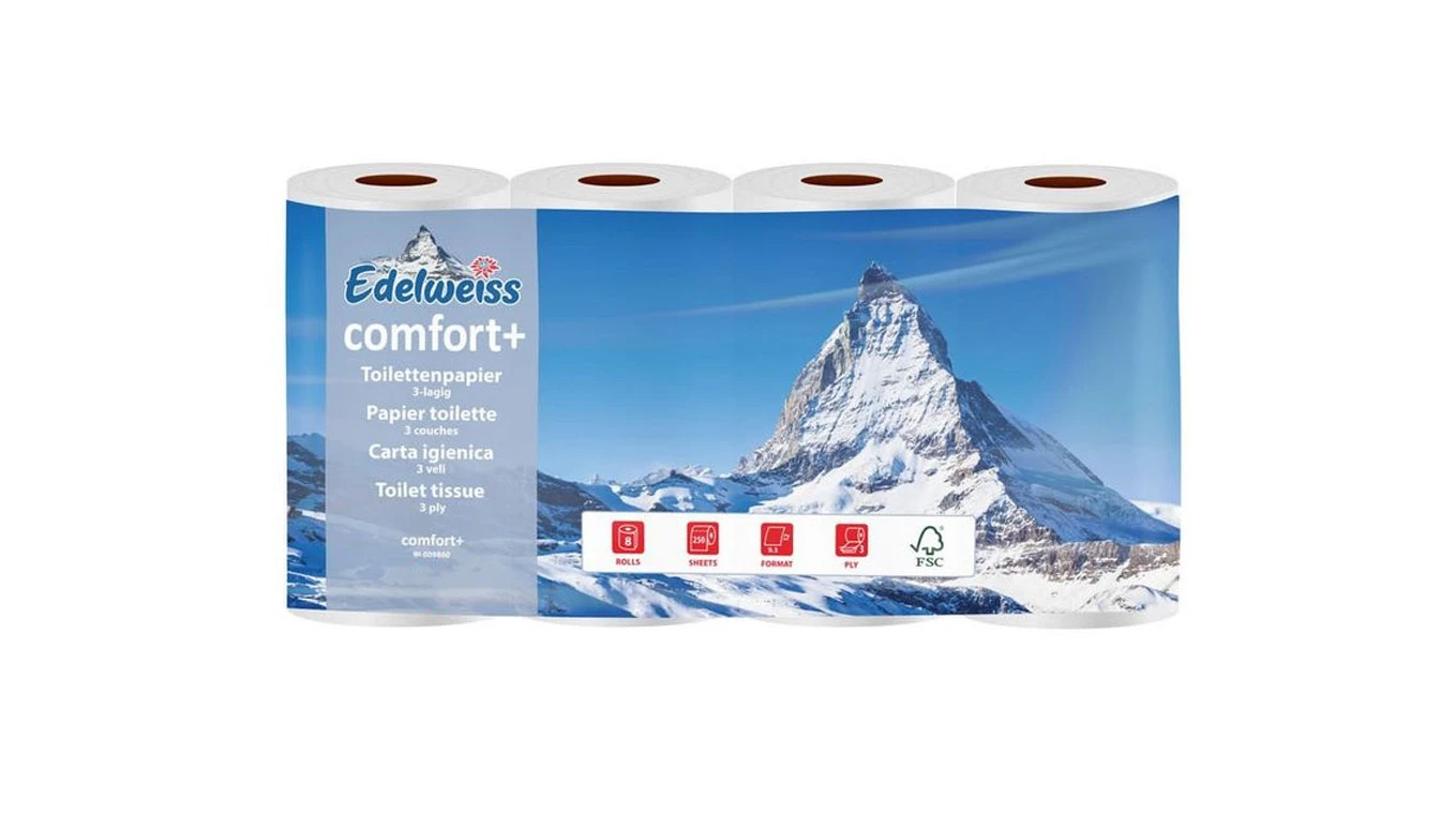 EDELWEISS WC-Papier Comfort Plus 3-lagig, 8 Rollen
