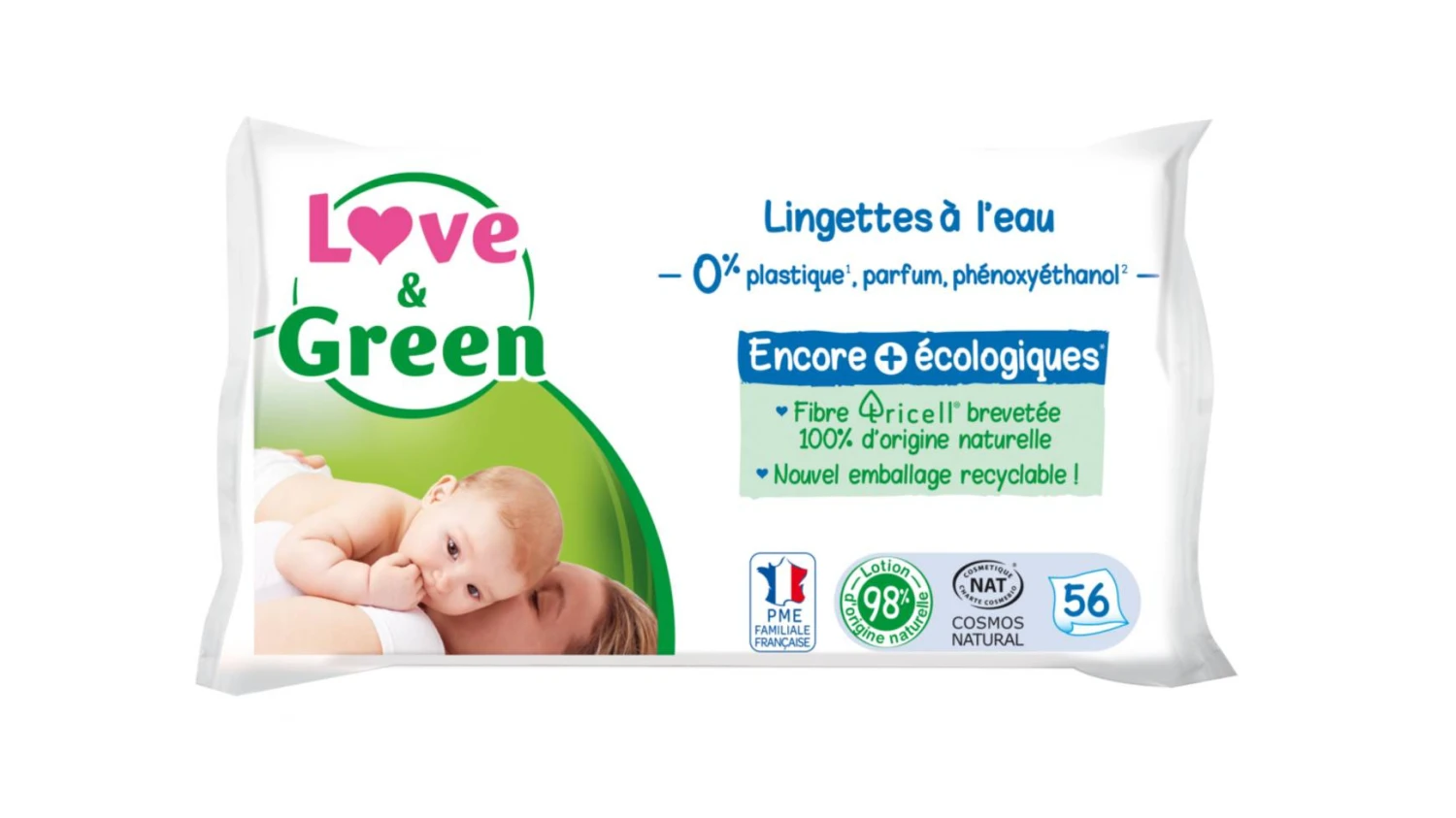 LOVE & GREEN Feuchttücher 56 Stück