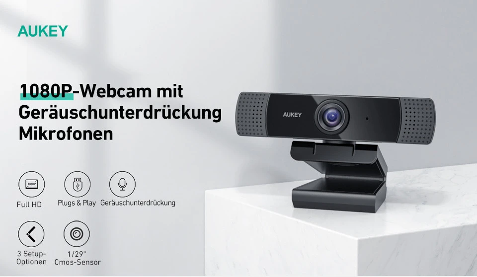 AUKEY Stream Webcam 1080P Dual Mic