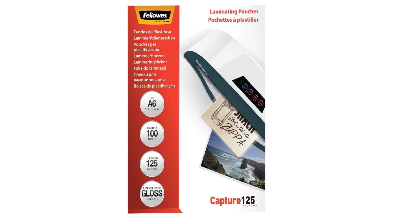 FELLOWES Laminierfolien A6, glanz, 125my, 100 Stk.
