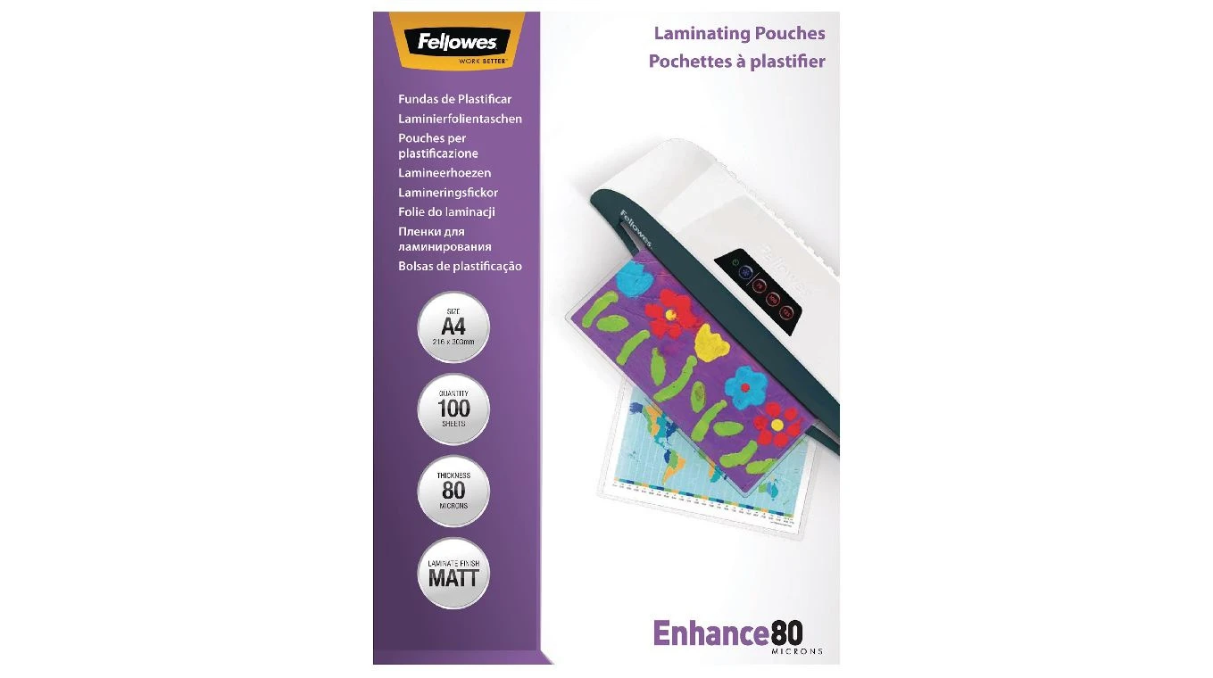 FELLOWES Laminierfolien A4, 80my, matt, 100 Stk.