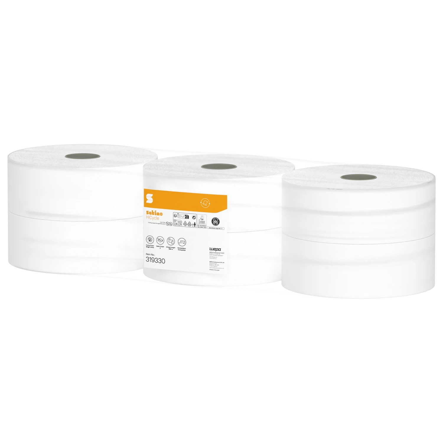 SATINO WC-Papier HiCycle Jumbo Maxi 2-lagig, 6 Rollen
