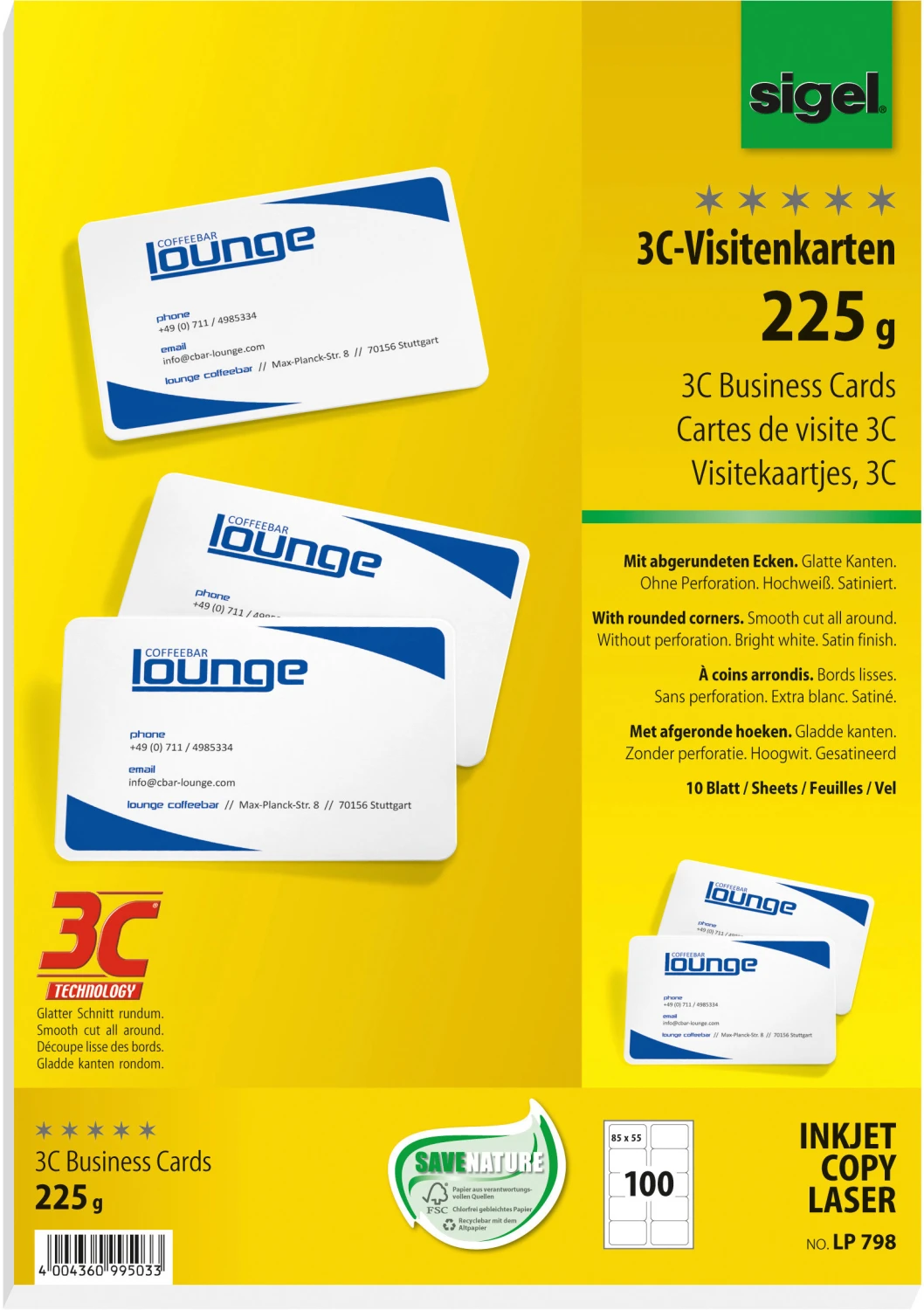 SIGEL LP798 Visitenkarten 85x55mm