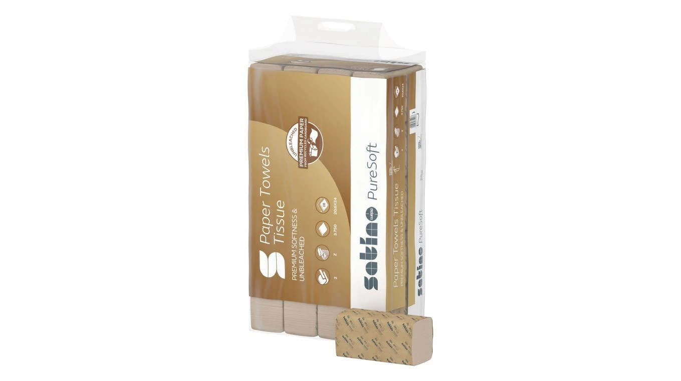 SATINO Papierhandtücher PureSoft Z-Falz, 2-lagig, natur
