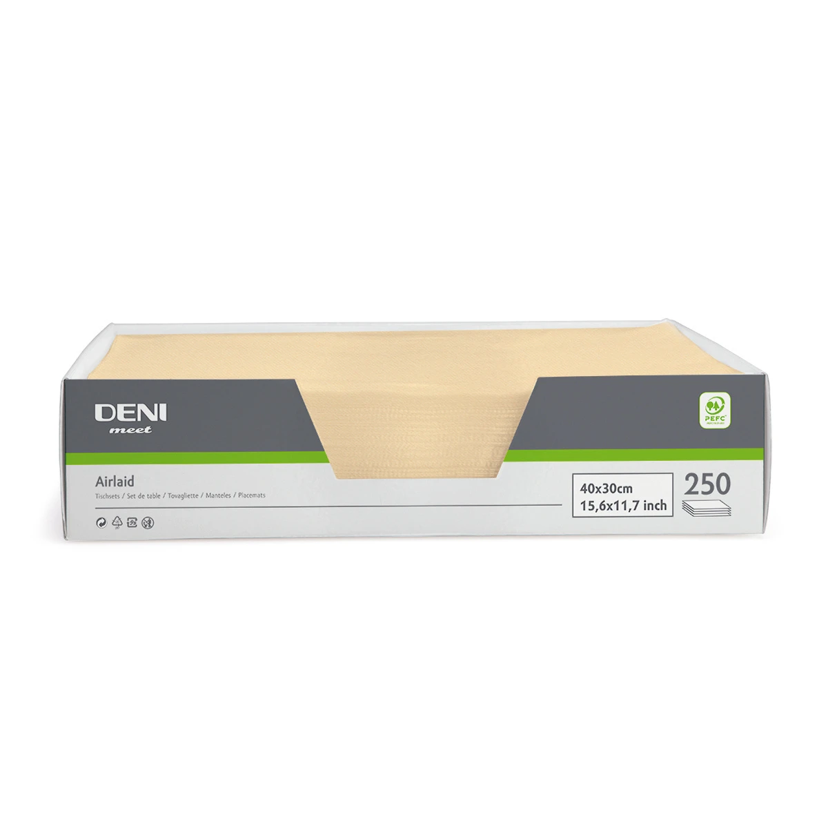 DENI meet Tischset Airlaid, champagne, 30x40cm, Pack zu 250 Stück