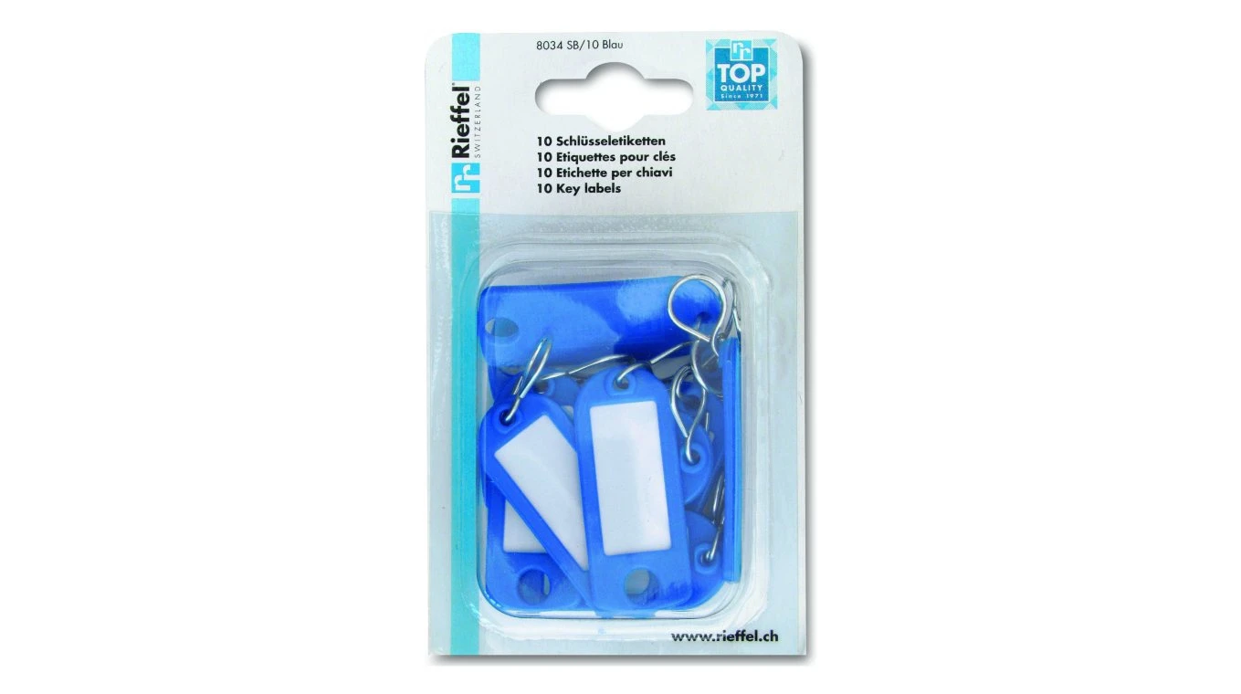 RIEFFEL Schlüsselanhänger blau 8.5 x 14 cm, 10 Stück