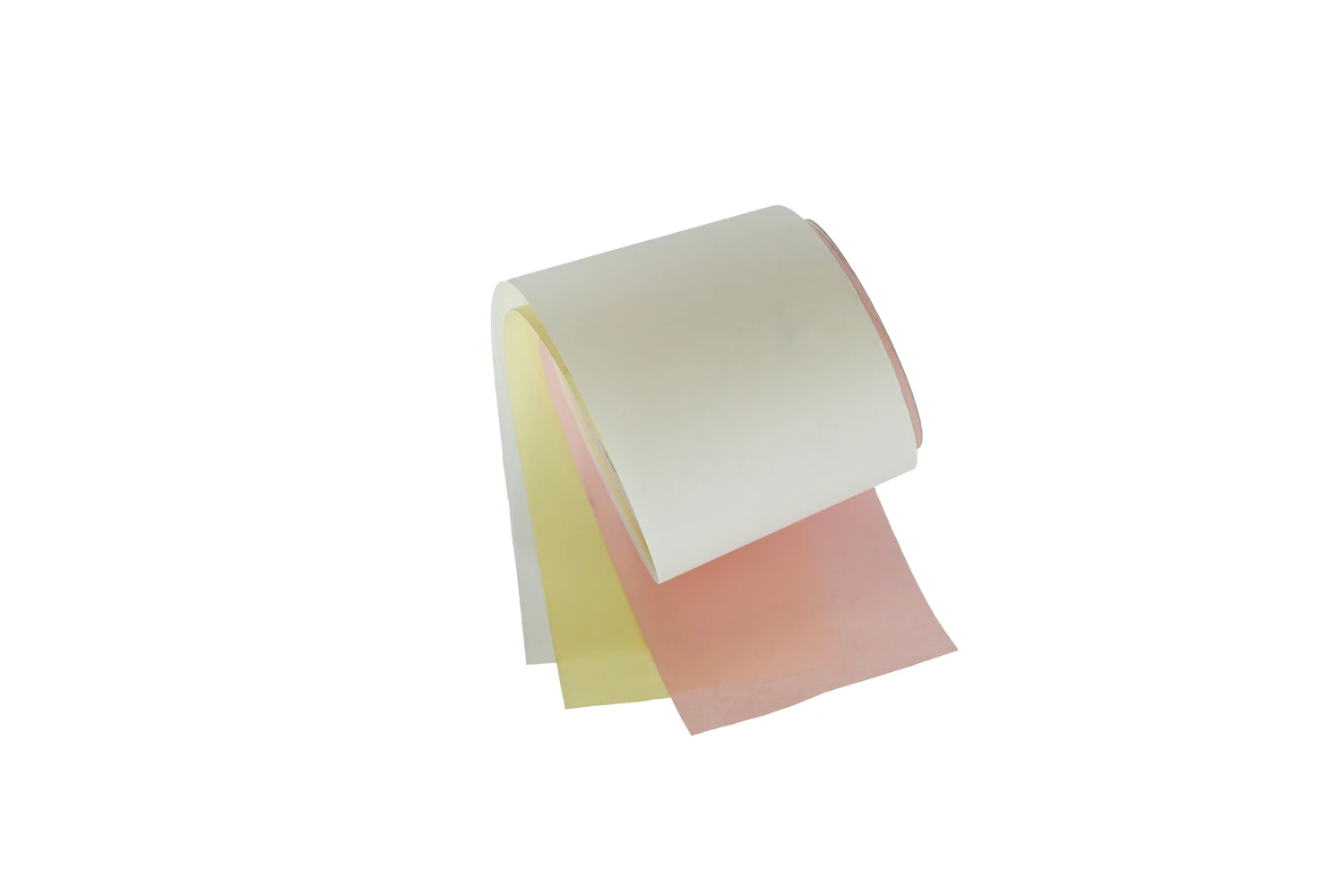 Kassenrollen 3-lagig, weiss, gelb, rosa, 76x70x12 mm