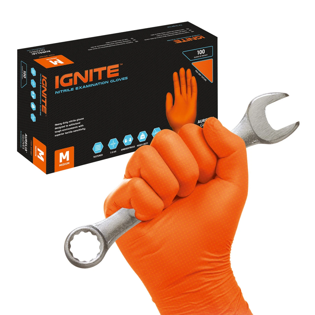 AURELIA GLOVES Nitrilhandschuhe Ignite Gr. L, 100 Stück