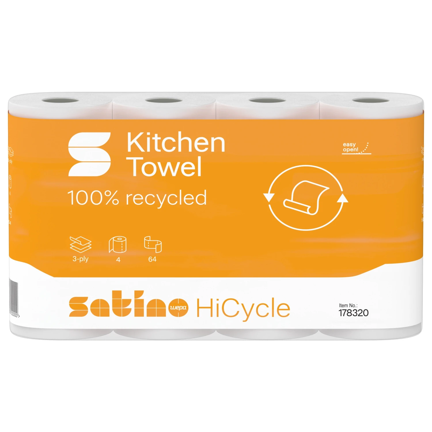 SATINO Haushaltsrollen HiCycle 3-lagig, 4 Rollen