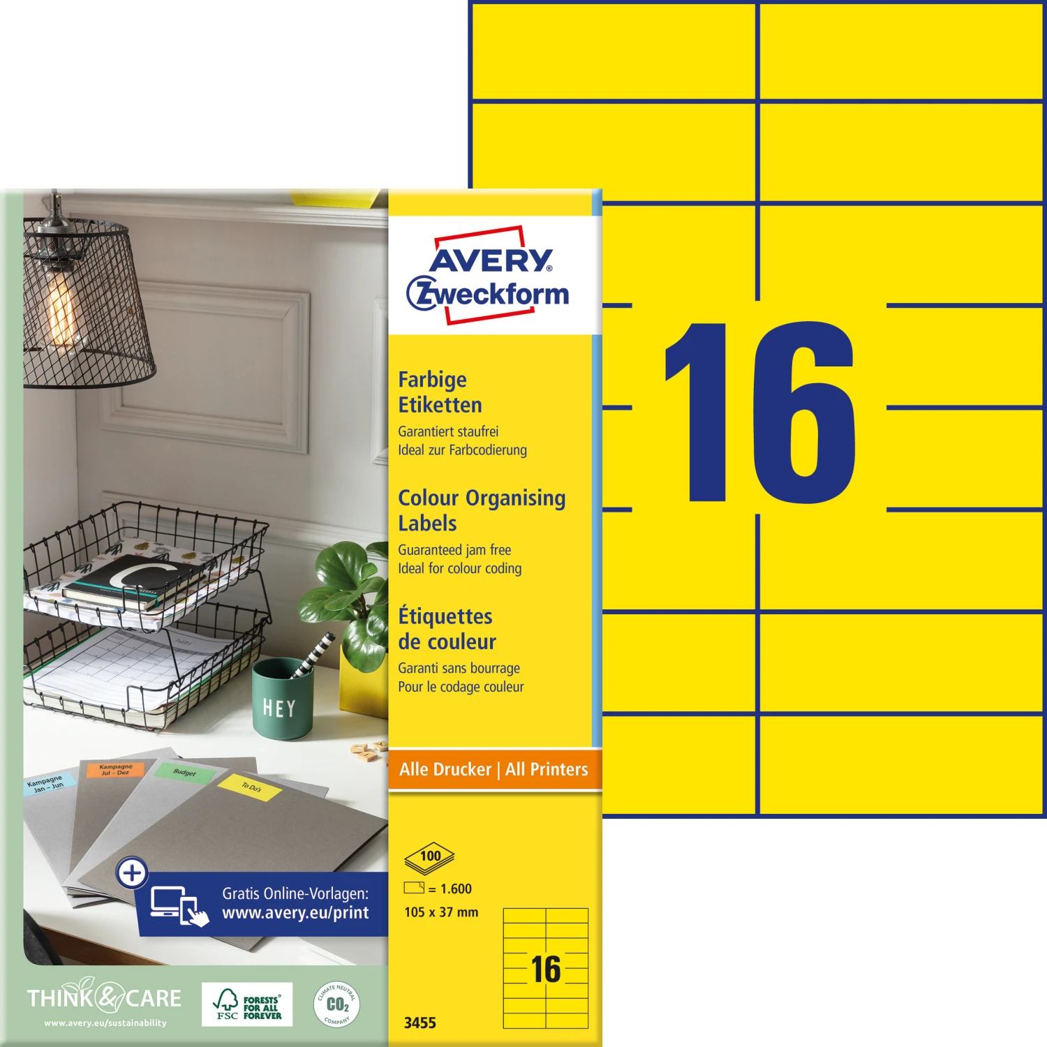 AVERY ZWECKFORM 3455 Etiketten, 105 x 37 mm, 100 Blatt