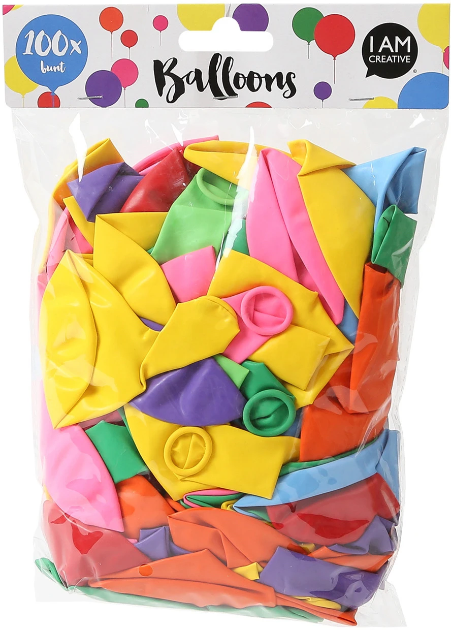 I AM CREATIVE Luftballons bunt, 100 Stück