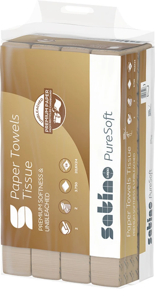 SATINO Papierhandtücher PureSoft Z-Falz, 2-lagig, natur