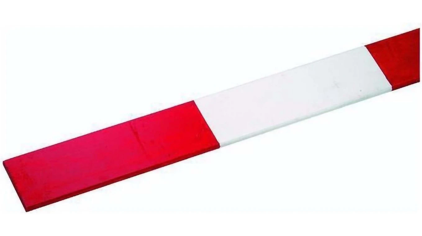 Absperrlatten, rot / weiss lackiert mit Reflektoren R2,