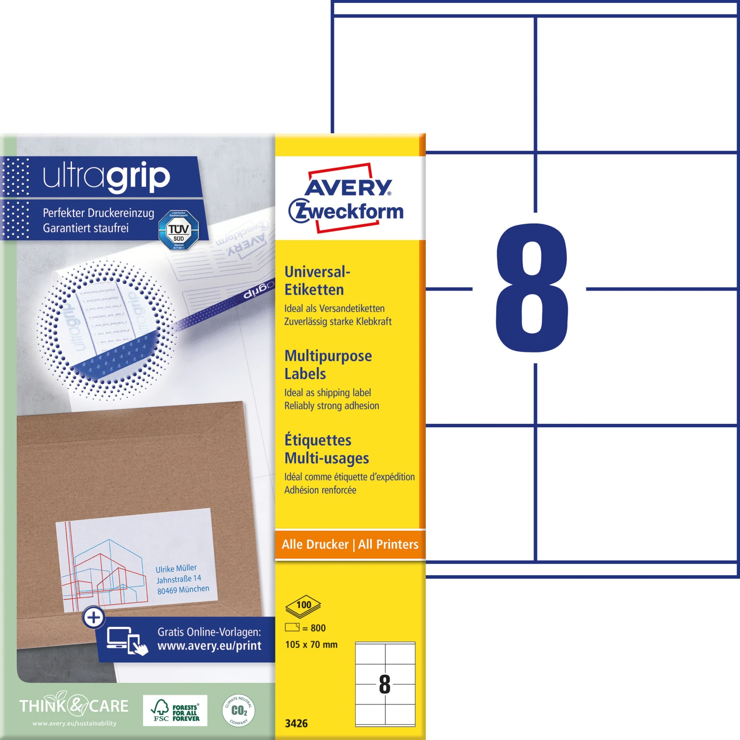 AVERY ZWECKFORM 3426 Etiketten, 105 x 70 mm, 100 Blatt